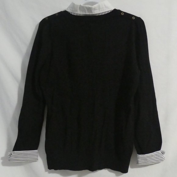 JOSEPH A. | medium | Pullover Sweater With Faux Striped Shirt | Rolled Cuffs - Picture 2 of 16